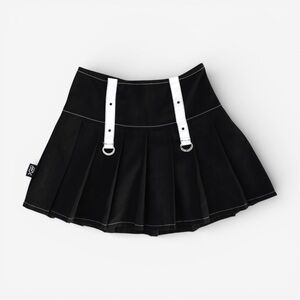 ROYAL BONES Pleated 2000s Black & White Mall Goth Punk Skirt